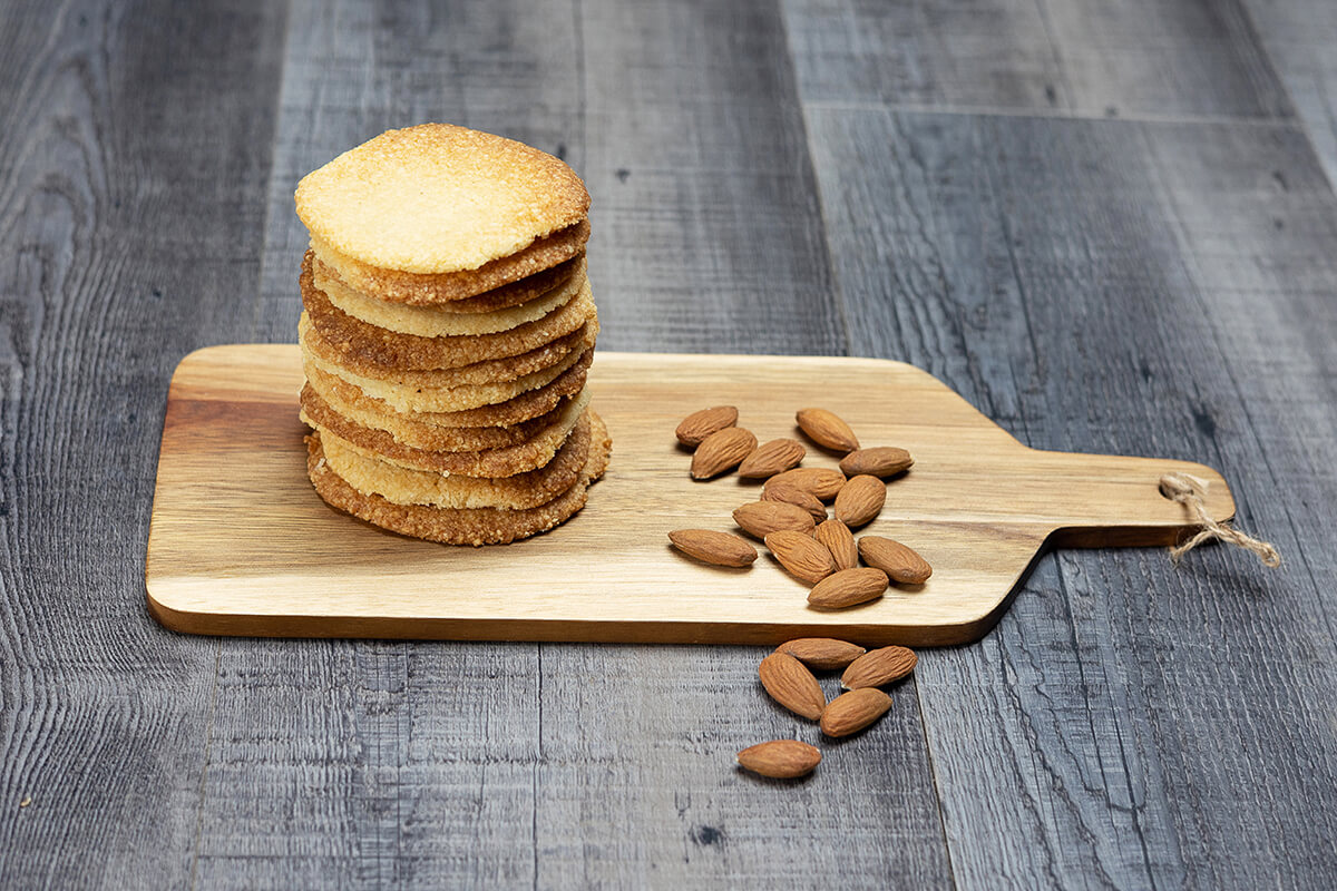 colour photo of go low almond biscuit on a board