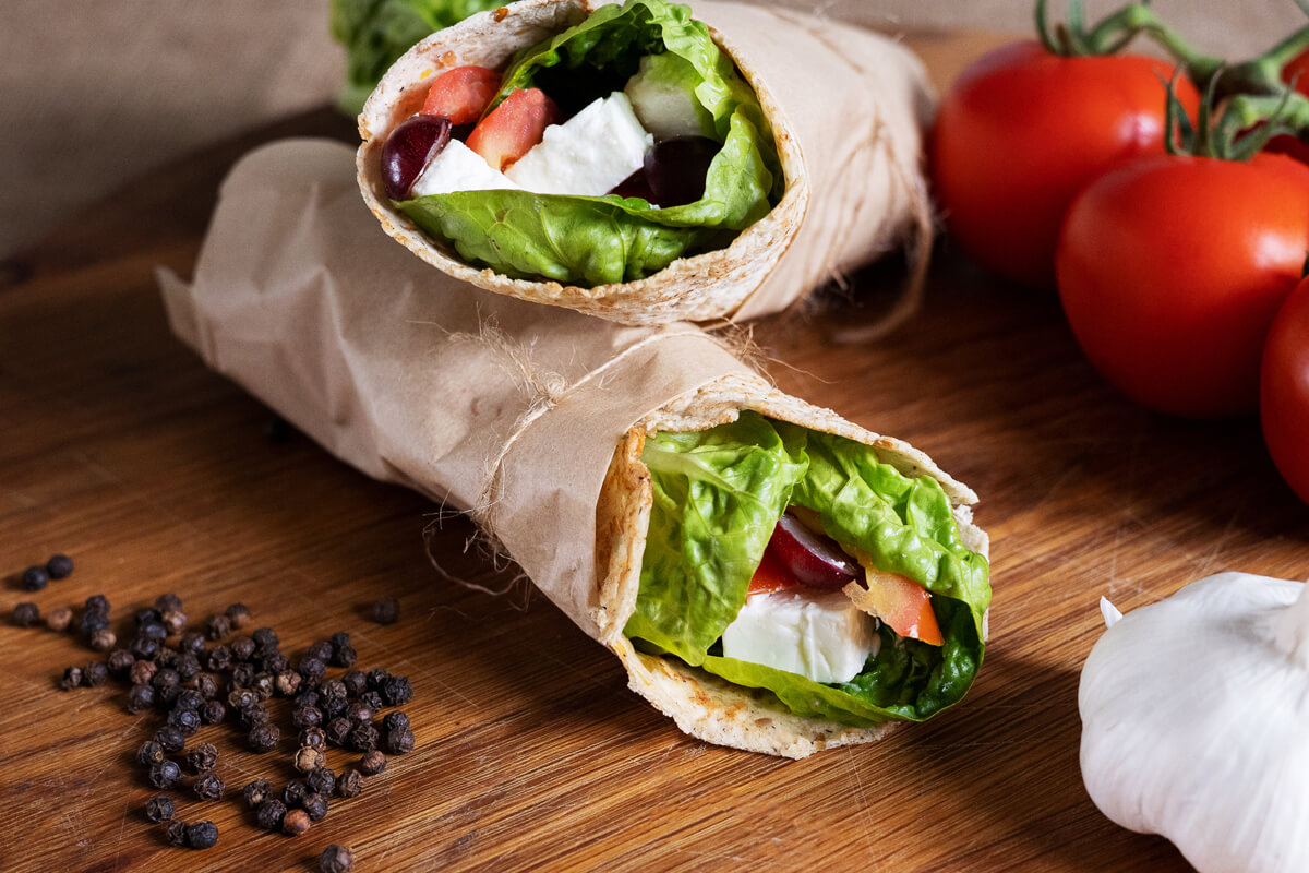 go low wraps with feta salad